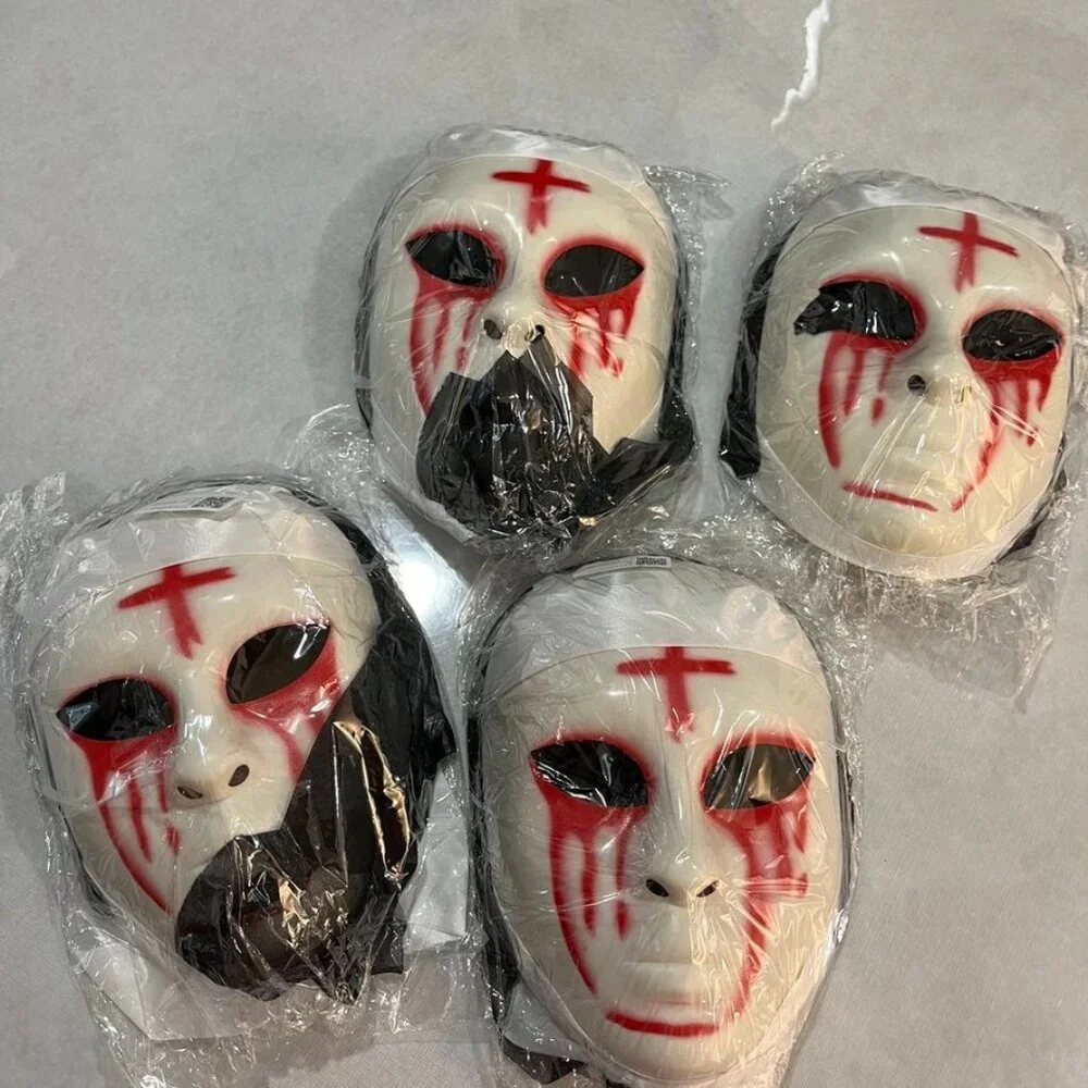 3/$20 Bundle🌈NEW Horror Nun Mask Bundle of 4 Adult Plastic Masks Red Cross Face